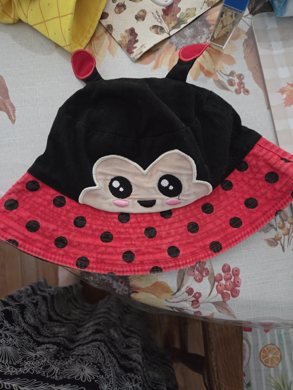 Kids Ladybug Sun Hat - Black and Red